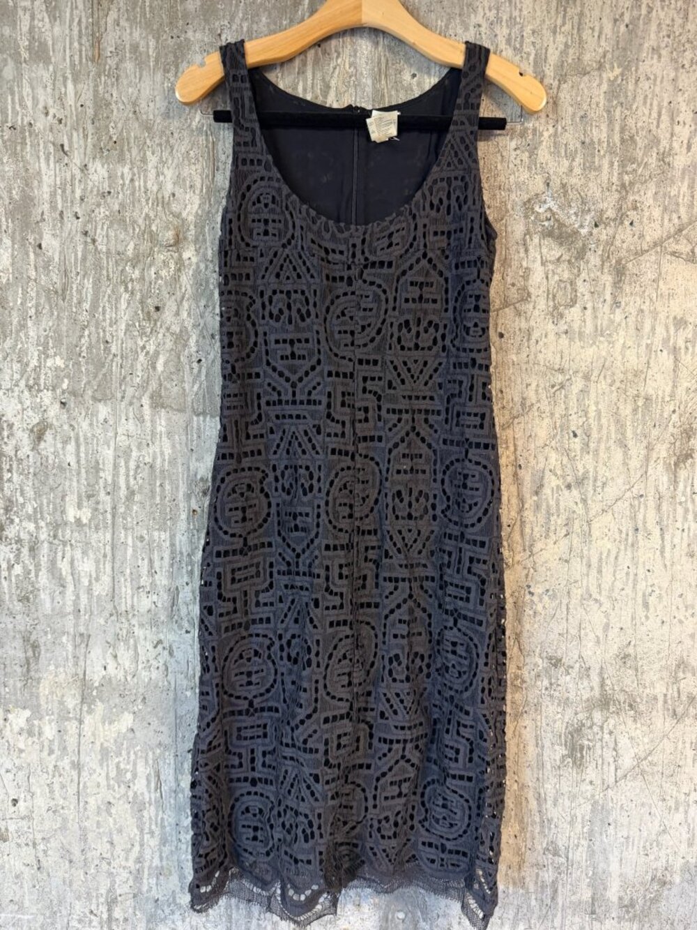 ANNA MOLINARI Women's Black Sleeveless Lace Overlay Sheath Dress Size 4/IT40